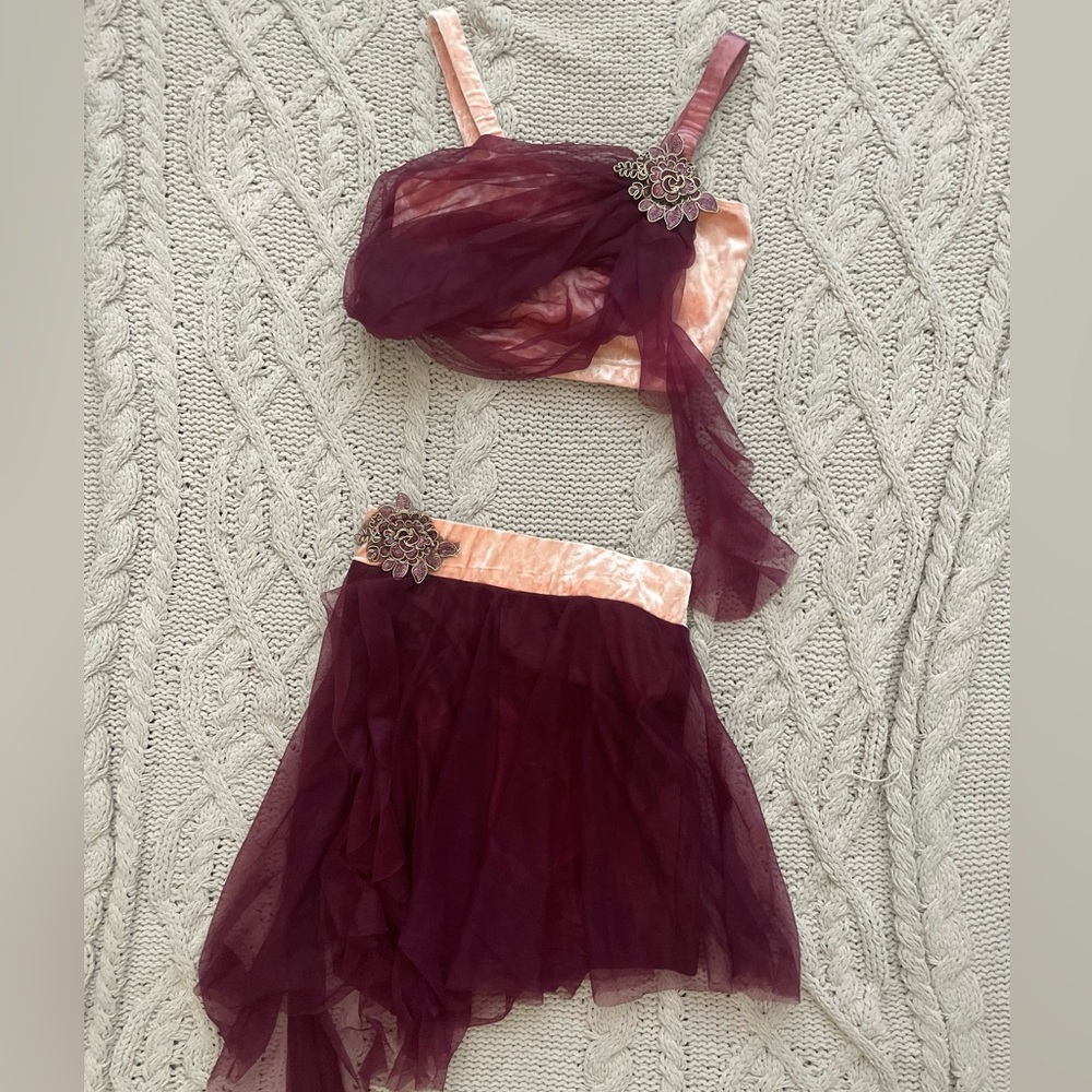 pink/maroon two-piece solo costume